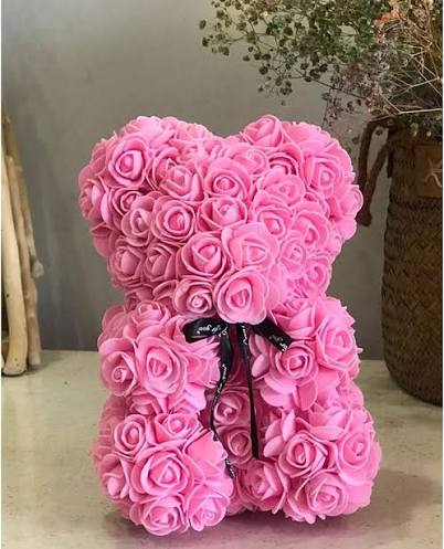 Bear Design Artificial Rose Bouquet